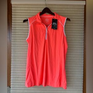 NWT Slazenger Woman’s Neon Coral Sleeveless Golf Shirt XL